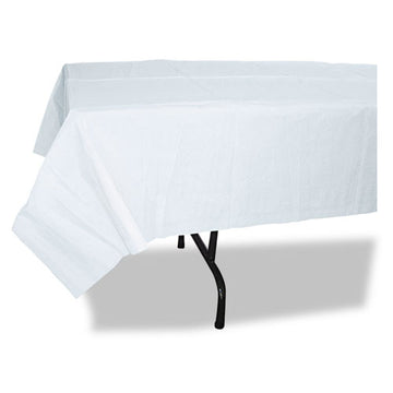 Tatco Paper Table Cover, Embossed Paper With Plastic Liner, 54" X 108", White, 20-carton freeshipping - TVN Wholesale